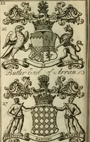 An illustration from The Irish compendium; or, Rudiments of honour. Containing the descents, marriages, issue, titles, posts, and seats of all the nobility of Ireland; with their arms, crests, supporters, mottos and Parliament robes ... Also a supplement, shewing the antiquity, dignity, and use of armories .. (1745)