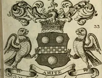 An illustration from The Irish compendium; or, Rudiments of honour. Containing the descents, marriages, issue, titles, posts, and seats of all the nobility of Ireland; with their arms, crests, supporters, mottos and Parliament robes ... Also a supplement, shewing the antiquity, dignity, and use of armories .. (1745)