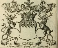 An illustration from The Irish compendium; or, Rudiments of honour. Containing the descents, marriages, issue, titles, posts, and seats of all the nobility of Ireland; with their arms, crests, supporters, mottos and Parliament robes ... Also a supplement, shewing the antiquity, dignity, and use of armories .. (1745)