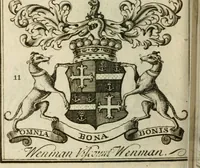 An illustration from The Irish compendium; or, Rudiments of honour. Containing the descents, marriages, issue, titles, posts, and seats of all the nobility of Ireland; with their arms, crests, supporters, mottos and Parliament robes ... Also a supplement, shewing the antiquity, dignity, and use of armories .. (1745)