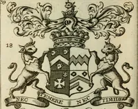 An illustration from The Irish compendium; or, Rudiments of honour. Containing the descents, marriages, issue, titles, posts, and seats of all the nobility of Ireland; with their arms, crests, supporters, mottos and Parliament robes ... Also a supplement, shewing the antiquity, dignity, and use of armories .. (1745)