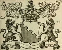 An illustration from The Irish compendium; or, Rudiments of honour. Containing the descents, marriages, issue, titles, posts, and seats of all the nobility of Ireland; with their arms, crests, supporters, mottos and Parliament robes ... Also a supplement, shewing the antiquity, dignity, and use of armories .. (1745)