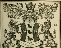 An illustration from The Irish compendium; or, Rudiments of honour. Containing the descents, marriages, issue, titles, posts, and seats of all the nobility of Ireland; with their arms, crests, supporters, mottos and Parliament robes ... Also a supplement, shewing the antiquity, dignity, and use of armories .. (1745)