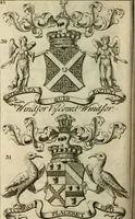 An illustration from The Irish compendium; or, Rudiments of honour. Containing the descents, marriages, issue, titles, posts, and seats of all the nobility of Ireland; with their arms, crests, supporters, mottos and Parliament robes ... Also a supplement, shewing the antiquity, dignity, and use of armories .. (1745)