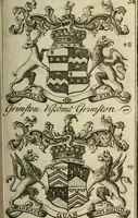 An illustration from The Irish compendium; or, Rudiments of honour. Containing the descents, marriages, issue, titles, posts, and seats of all the nobility of Ireland; with their arms, crests, supporters, mottos and Parliament robes ... Also a supplement, shewing the antiquity, dignity, and use of armories .. (1745)
