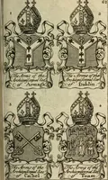 An illustration from The Irish compendium; or, Rudiments of honour. Containing the descents, marriages, issue, titles, posts, and seats of all the nobility of Ireland; with their arms, crests, supporters, mottos and Parliament robes ... Also a supplement, shewing the antiquity, dignity, and use of armories .. (1745)