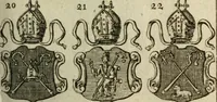 An illustration from The Irish compendium; or, Rudiments of honour. Containing the descents, marriages, issue, titles, posts, and seats of all the nobility of Ireland; with their arms, crests, supporters, mottos and Parliament robes ... Also a supplement, shewing the antiquity, dignity, and use of armories .. (1745)