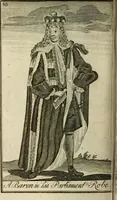 An illustration from The Irish compendium; or, Rudiments of honour. Containing the descents, marriages, issue, titles, posts, and seats of all the nobility of Ireland; with their arms, crests, supporters, mottos and Parliament robes ... Also a supplement, shewing the antiquity, dignity, and use of armories .. (1745)