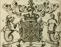 An illustration from The Irish compendium; or, Rudiments of honour. Containing the descents, marriages, issue, titles, posts, and seats of all the nobility of Ireland; with their arms, crests, supporters, mottos and Parliament robes ... Also a supplement, shewing the antiquity, dignity, and use of armories .. (1745)