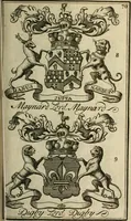 An illustration from The Irish compendium; or, Rudiments of honour. Containing the descents, marriages, issue, titles, posts, and seats of all the nobility of Ireland; with their arms, crests, supporters, mottos and Parliament robes ... Also a supplement, shewing the antiquity, dignity, and use of armories .. (1745)