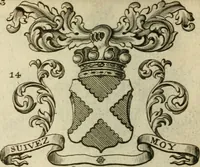 An illustration from The Irish compendium; or, Rudiments of honour. Containing the descents, marriages, issue, titles, posts, and seats of all the nobility of Ireland; with their arms, crests, supporters, mottos and Parliament robes ... Also a supplement, shewing the antiquity, dignity, and use of armories .. (1745)