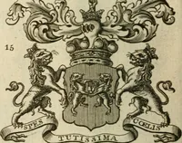 An illustration from The Irish compendium; or, Rudiments of honour. Containing the descents, marriages, issue, titles, posts, and seats of all the nobility of Ireland; with their arms, crests, supporters, mottos and Parliament robes ... Also a supplement, shewing the antiquity, dignity, and use of armories .. (1745)