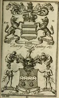 An illustration from The Irish compendium; or, Rudiments of honour. Containing the descents, marriages, issue, titles, posts, and seats of all the nobility of Ireland; with their arms, crests, supporters, mottos and Parliament robes ... Also a supplement, shewing the antiquity, dignity, and use of armories .. (1745)