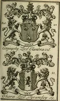 An illustration from The Irish compendium; or, Rudiments of honour. Containing the descents, marriages, issue, titles, posts, and seats of all the nobility of Ireland; with their arms, crests, supporters, mottos and Parliament robes ... Also a supplement, shewing the antiquity, dignity, and use of armories .. (1745)