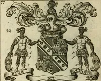 An illustration from The Irish compendium; or, Rudiments of honour. Containing the descents, marriages, issue, titles, posts, and seats of all the nobility of Ireland; with their arms, crests, supporters, mottos and Parliament robes ... Also a supplement, shewing the antiquity, dignity, and use of armories .. (1745)