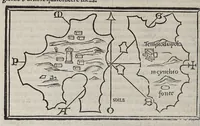 An illustration from Isolario di Benedetto Bordone nel qual si ragiona di tutte l'isole del mondo, con li lor nomi antichi & moderni, historie, fauole, & modi del loro viuere, & in qual parte del mare stanno, & in qual parallelo & clima giaciono (1547)