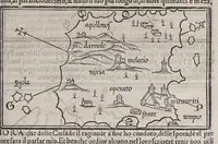 An illustration from Isolario di Benedetto Bordone nel qual si ragiona di tutte l'isole del mondo, con li lor nomi antichi & moderni, historie, fauole, & modi del loro viuere, & in qual parte del mare stanno, & in qual parallelo & clima giaciono (1547)