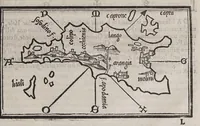 An illustration from Isolario di Benedetto Bordone nel qual si ragiona di tutte l'isole del mondo, con li lor nomi antichi & moderni, historie, fauole, & modi del loro viuere, & in qual parte del mare stanno, & in qual parallelo & clima giaciono (1547)
