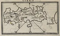 An illustration from Isolario di Benedetto Bordone nel qual si ragiona di tutte l'isole del mondo, con li lor nomi antichi & moderni, historie, fauole, & modi del loro viuere, & in qual parte del mare stanno, & in qual parallelo & clima giaciono (1547)