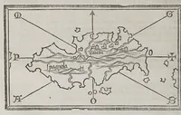 An illustration from Isolario di Benedetto Bordone nel qual si ragiona di tutte l'isole del mondo, con li lor nomi antichi & moderni, historie, fauole, & modi del loro viuere, & in qual parte del mare stanno, & in qual parallelo & clima giaciono (1547)