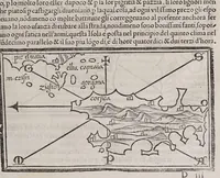 An illustration from Isolario di Benedetto Bordone nel qual si ragiona di tutte l'isole del mondo, con li lor nomi antichi & moderni, historie, fauole, & modi del loro viuere, & in qual parte del mare stanno, & in qual parallelo & clima giaciono (1547)