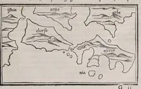 An illustration from Isolario di Benedetto Bordone nel qual si ragiona di tutte l'isole del mondo, con li lor nomi antichi & moderni, historie, fauole, & modi del loro viuere, & in qual parte del mare stanno, & in qual parallelo & clima giaciono (1547)