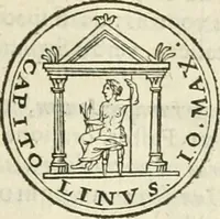Picture 13 of 23 from Iusti RycquI De Capitolio Romano commentarius. In quo, illustria eius olim aedificia, sacra & profana: deorum dearumq[ue] nomina: arcus item triumphales, columnae, statuae, tropaea, colossi, caeteraque ornamenta adcuratè describuntur: & plura alia antiquitatis monimenta proferuntur, emendantur, explicantur (1617), leaf 98