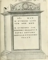 An illustration from I.[-VI.] pars Romanae vrbis topographiae & antiquitatum, quâ succinctê & breviter describuntur omnia quae tam publicê quam privatim videntur anim-adversione digna: (1597)
