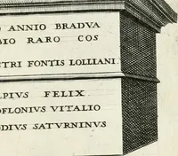 An illustration from I.[-VI.] pars Romanae vrbis topographiae & antiquitatum, quâ succinctê & breviter describuntur omnia quae tam publicê quam privatim videntur anim-adversione digna: (1597)