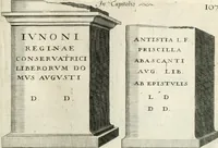 An illustration from I.[-VI.] pars Romanae vrbis topographiae & antiquitatum, quâ succinctê & breviter describuntur omnia quae tam publicê quam privatim videntur anim-adversione digna: (1597)