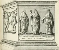 An illustration from I.[-VI.] pars Romanae vrbis topographiae & antiquitatum, quâ succinctê & breviter describuntur omnia quae tam publicê quam privatim videntur anim-adversione digna: (1597)