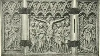 An illustration from Catalogue of the ivory carvings of the Christian era with examples of Mohammedan art and carvings in bone in the Department of British and Mediaeval Antiquities and Ethnography of the British Museum (1909)