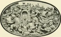 An illustration from Catalogue of the ivory carvings of the Christian era with examples of Mohammedan art and carvings in bone in the Department of British and Mediaeval Antiquities and Ethnography of the British Museum (1909)