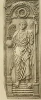 An illustration from Catalogue of the ivory carvings of the Christian era with examples of Mohammedan art and carvings in bone in the Department of British and Mediaeval Antiquities and Ethnography of the British Museum (1909)