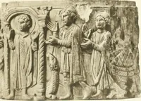 An illustration from Catalogue of the ivory carvings of the Christian era with examples of Mohammedan art and carvings in bone in the Department of British and Mediaeval Antiquities and Ethnography of the British Museum (1909)