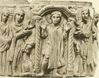 An illustration from Catalogue of the ivory carvings of the Christian era with examples of Mohammedan art and carvings in bone in the Department of British and Mediaeval Antiquities and Ethnography of the British Museum (1909)