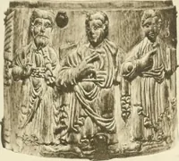 An illustration from Catalogue of the ivory carvings of the Christian era with examples of Mohammedan art and carvings in bone in the Department of British and Mediaeval Antiquities and Ethnography of the British Museum (1909)