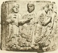 An illustration from Catalogue of the ivory carvings of the Christian era with examples of Mohammedan art and carvings in bone in the Department of British and Mediaeval Antiquities and Ethnography of the British Museum (1909)
