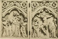 An illustration from Catalogue of the ivory carvings of the Christian era with examples of Mohammedan art and carvings in bone in the Department of British and Mediaeval Antiquities and Ethnography of the British Museum (1909)