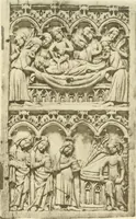 An illustration from Catalogue of the ivory carvings of the Christian era with examples of Mohammedan art and carvings in bone in the Department of British and Mediaeval Antiquities and Ethnography of the British Museum (1909)