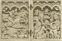 An illustration from Catalogue of the ivory carvings of the Christian era with examples of Mohammedan art and carvings in bone in the Department of British and Mediaeval Antiquities and Ethnography of the British Museum (1909)