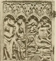 An illustration from Catalogue of the ivory carvings of the Christian era with examples of Mohammedan art and carvings in bone in the Department of British and Mediaeval Antiquities and Ethnography of the British Museum (1909)
