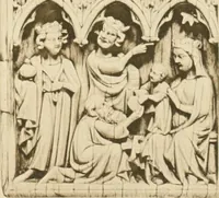 An illustration from Catalogue of the ivory carvings of the Christian era with examples of Mohammedan art and carvings in bone in the Department of British and Mediaeval Antiquities and Ethnography of the British Museum (1909)