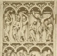 An illustration from Catalogue of the ivory carvings of the Christian era with examples of Mohammedan art and carvings in bone in the Department of British and Mediaeval Antiquities and Ethnography of the British Museum (1909)