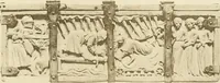 An illustration from Catalogue of the ivory carvings of the Christian era with examples of Mohammedan art and carvings in bone in the Department of British and Mediaeval Antiquities and Ethnography of the British Museum (1909)
