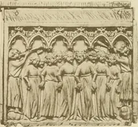 An illustration from Catalogue of the ivory carvings of the Christian era with examples of Mohammedan art and carvings in bone in the Department of British and Mediaeval Antiquities and Ethnography of the British Museum (1909)