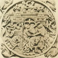 An illustration from Catalogue of the ivory carvings of the Christian era with examples of Mohammedan art and carvings in bone in the Department of British and Mediaeval Antiquities and Ethnography of the British Museum (1909)
