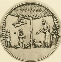 An illustration from Catalogue of the ivory carvings of the Christian era with examples of Mohammedan art and carvings in bone in the Department of British and Mediaeval Antiquities and Ethnography of the British Museum (1909)