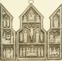 An illustration from Catalogue of the ivory carvings of the Christian era with examples of Mohammedan art and carvings in bone in the Department of British and Mediaeval Antiquities and Ethnography of the British Museum (1909)