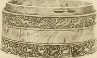 An illustration from Catalogue of the ivory carvings of the Christian era with examples of Mohammedan art and carvings in bone in the Department of British and Mediaeval Antiquities and Ethnography of the British Museum (1909)